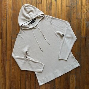 NAADAM Cotton Cashmere Thermal Knit Hoodie Sweatshirt Cream Women XL Waffle